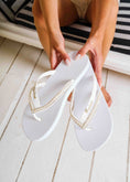 Load image into Gallery viewer, Women's Pearl-Embellished Flip Flop - white
