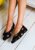 Load image into Gallery viewer, Vintage Floral Pointed Ballerinas - black
