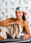 Load image into Gallery viewer, Vintage Floral Pointed Ballerinas - beige
