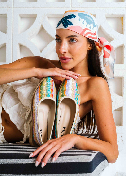 Sharp Woven Patterned Flats - green