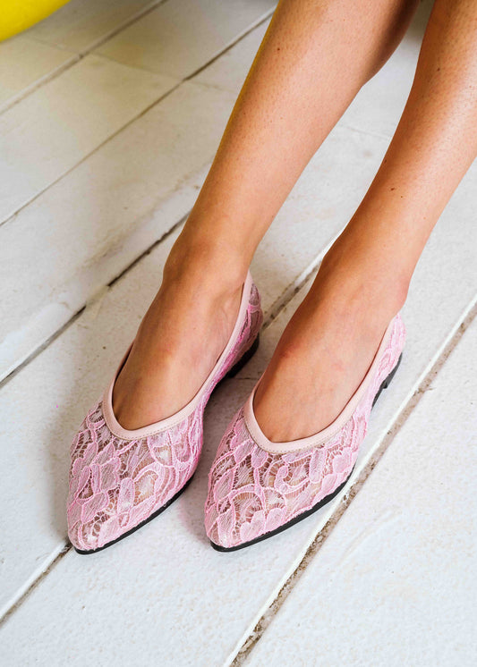 Soft Lace Ballet Flats - pink