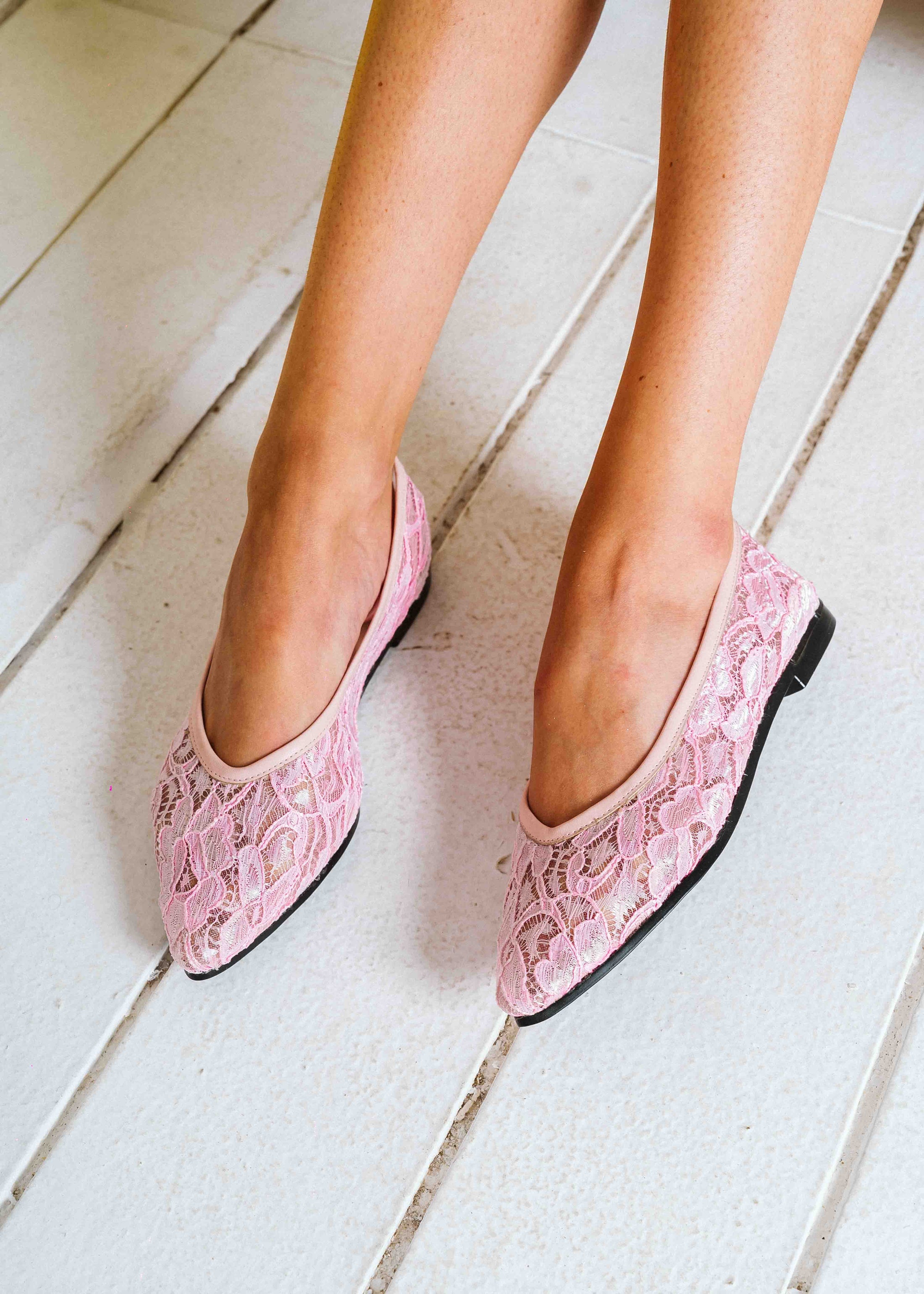 Soft Lace Ballet Flats - pink