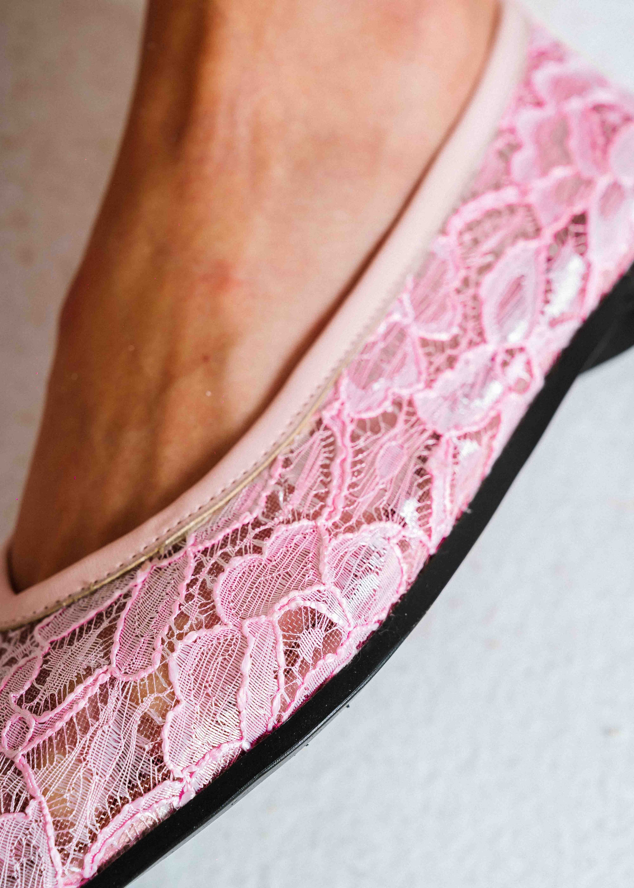 Soft Lace Ballet Flats - pink