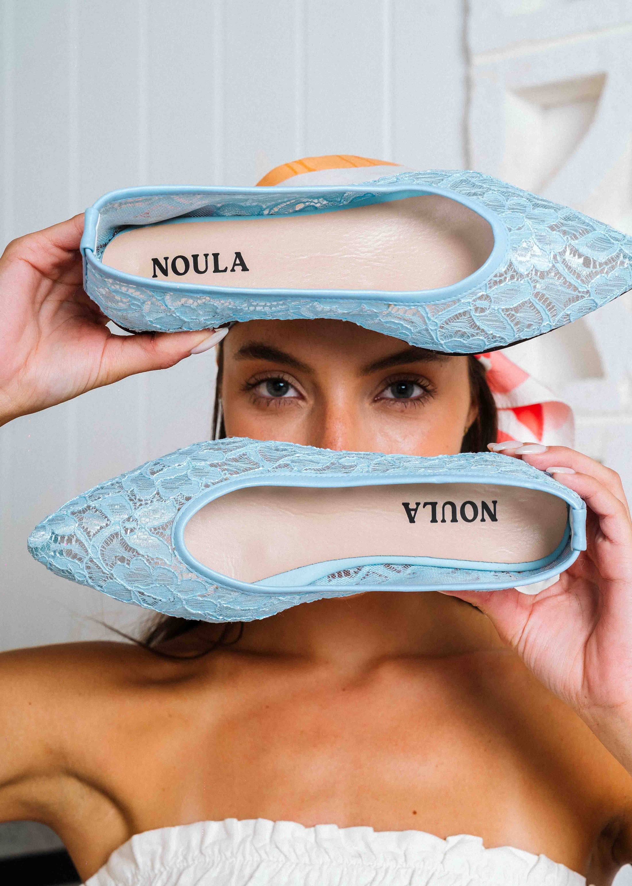 Soft Lace Ballet Flats - blue
