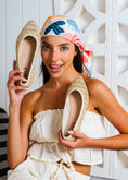 Load image into Gallery viewer, Vintage Floral Pointed Ballerinas - beige
