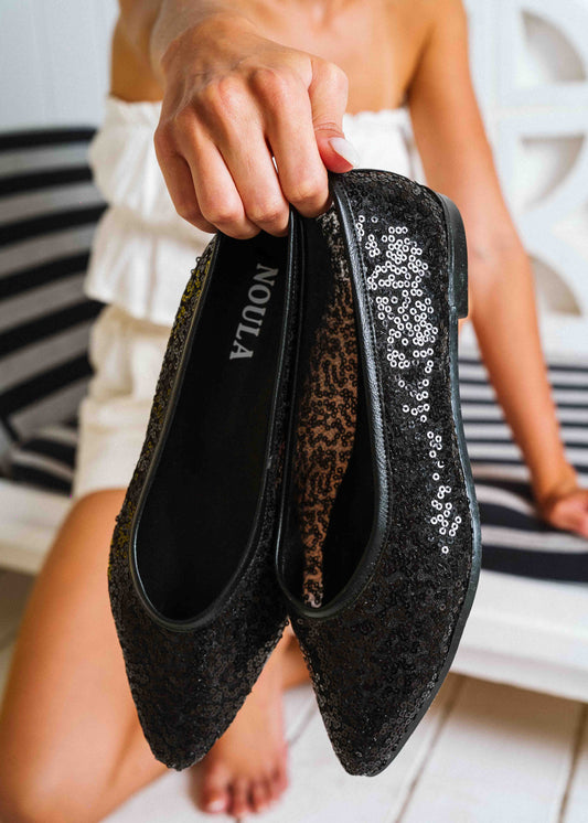 Glamour Sequin Flats - black
