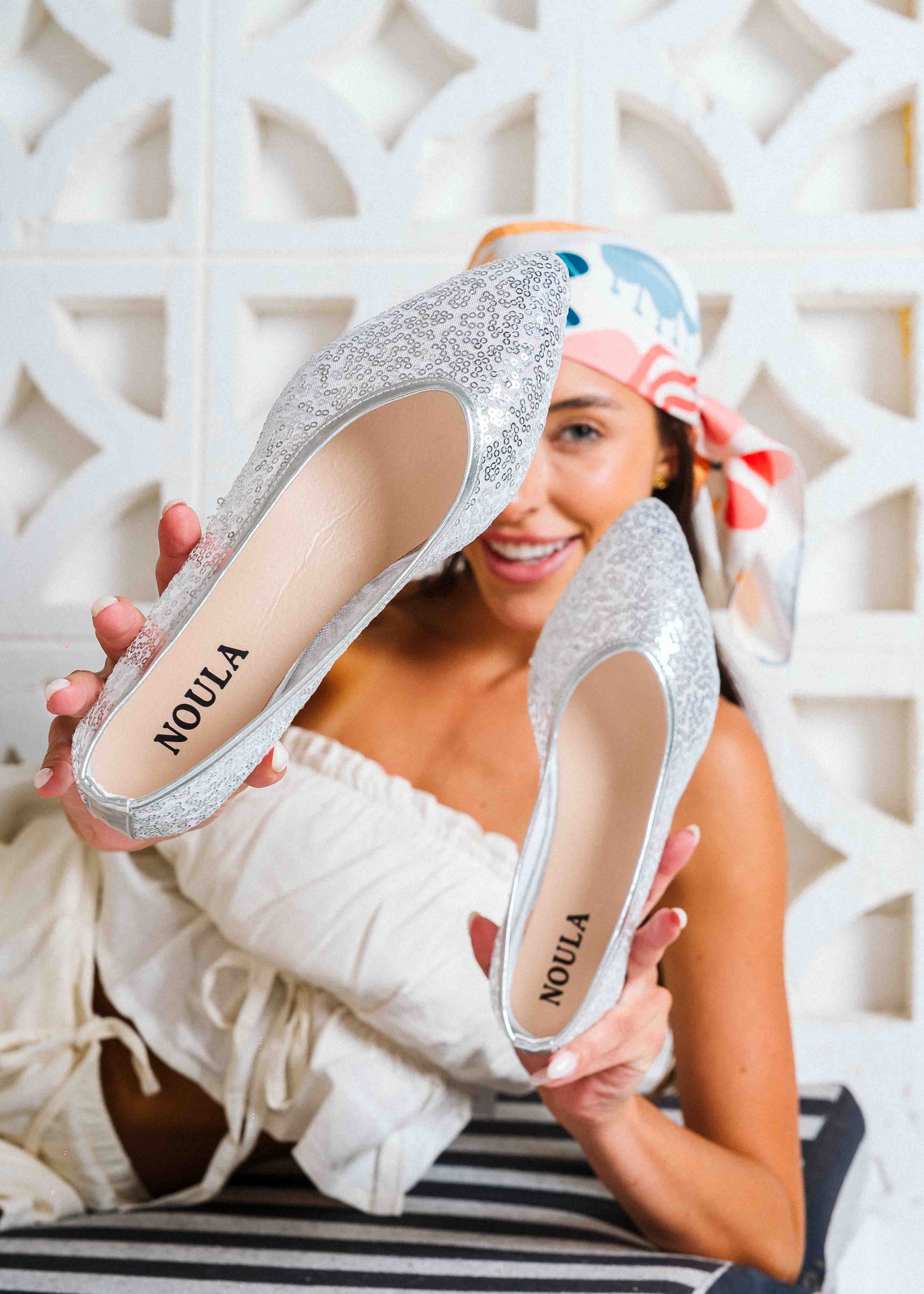 Glamour Sequin Flats - silver