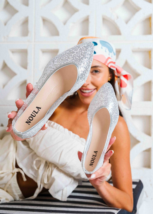 Glamour Sequin Flats - silver