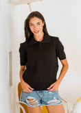 Load image into Gallery viewer, Cable-Knit Polo Shirt - balck
