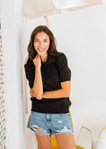 Load image into Gallery viewer, Cable-Knit Polo Shirt - balck
