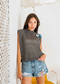Load image into Gallery viewer, Crochet Flower Knit Vest - gray
