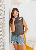 Load image into Gallery viewer, Crochet Flower Knit Vest - gray

