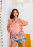 Load image into Gallery viewer, Boat Neck Crochet Knit Top - pink
