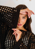 Load image into Gallery viewer, Boat Neck Crochet Knit Top - black
