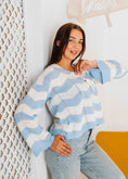 Load image into Gallery viewer, Coastal Chevron Knit Sweate - blue
