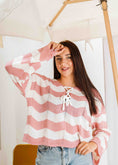 Load image into Gallery viewer, Coastal Chevron Knit Sweate - pink
