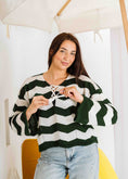 Load image into Gallery viewer, Coastal Chevron Knit Sweate - green
