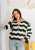 Load image into Gallery viewer, Coastal Chevron Knit Sweate - green

