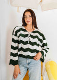 Load image into Gallery viewer, Coastal Chevron Knit Sweate - green
