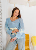 Load image into Gallery viewer, Retro Athletic Knit Sweater - baby blue
