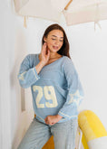Load image into Gallery viewer, Retro Athletic Knit Sweater - baby blue
