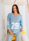 Load image into Gallery viewer, Retro Athletic Knit Sweater - baby blue
