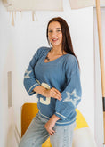 Load image into Gallery viewer, Retro Athletic Knit Sweater - dark blue
