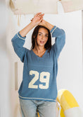 Load image into Gallery viewer, Retro Athletic Knit Sweater - dark blue
