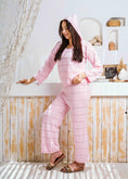 Load image into Gallery viewer, Pointelle Knit Top and Wide-Leg Pants Set - pink
