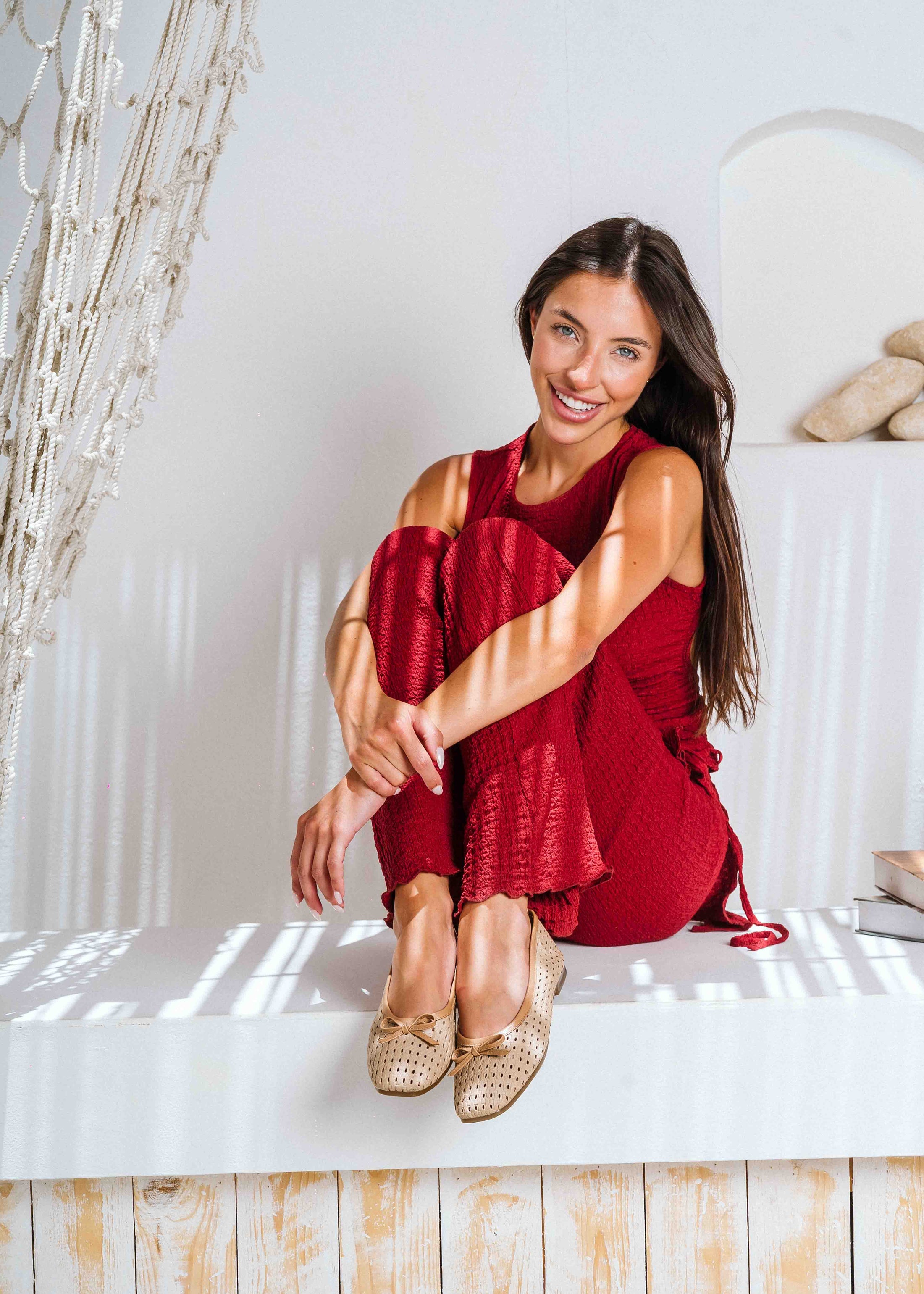 Braided Bow Ballet Flats - cafe