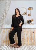 Load image into Gallery viewer, Pointelle Knit Top and Wide-Leg Pants Set - black
