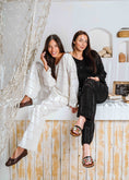 Load image into Gallery viewer, Pointelle Knit Top and Wide-Leg Pants Set - white
