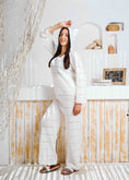 Load image into Gallery viewer, Pointelle Knit Top and Wide-Leg Pants Set - white
