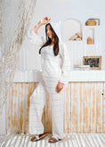 Load image into Gallery viewer, Pointelle Knit Top and Wide-Leg Pants Set - white
