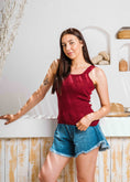 Load image into Gallery viewer, Square Neck Ribbed Knit Top - maroon
