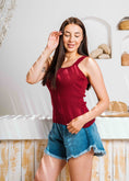 Load image into Gallery viewer, Square Neck Ribbed Knit Top - maroon
