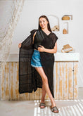 Load image into Gallery viewer, Summer Beach Knit Maxi Cardigan - black
