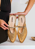 Load image into Gallery viewer, Sleek Mesh Pointed Mules - gold
