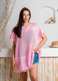 Load image into Gallery viewer, Summer Crochet Kaftan Short Dress - pink
