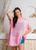 Load image into Gallery viewer, Summer Crochet Kaftan Short Dress - pink
