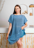 Load image into Gallery viewer, Summer Crochet Kaftan Short Dress - dark blue
