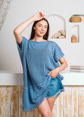Load image into Gallery viewer, Summer Crochet Kaftan Short Dress - dark blue
