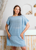 Load image into Gallery viewer, Summer Crochet Kaftan Short Dress - baby blue
