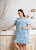 Load image into Gallery viewer, Summer Crochet Kaftan Short Dress - baby blue
