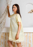 Load image into Gallery viewer, Summer Crochet Kaftan Short Dress - yellow

