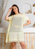 Load image into Gallery viewer, Summer Crochet Kaftan Short Dress - yellow
