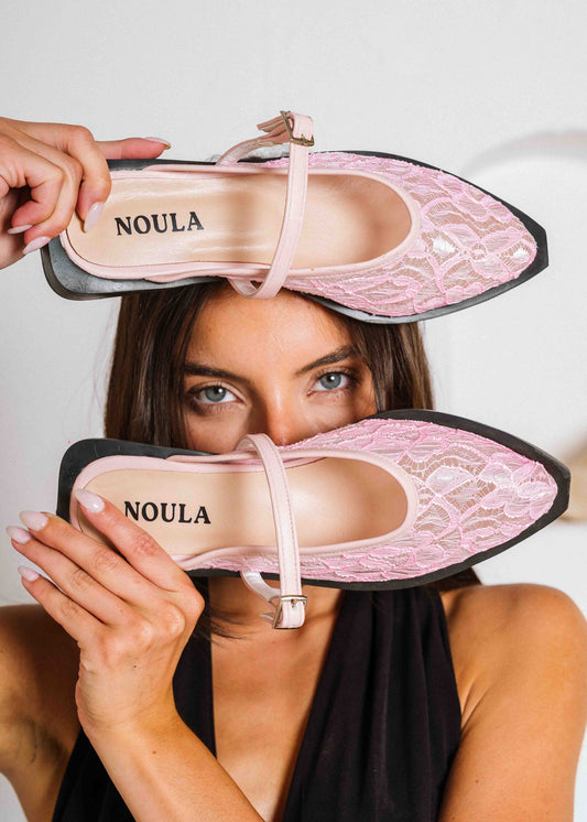 Elegance Floral Lace Mules - pink