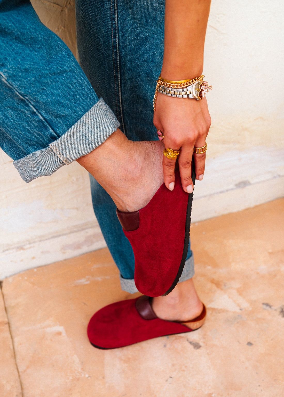 Premium Suede Clogs - maroon