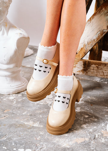 Lug-Sole Buckled Loafers - beige