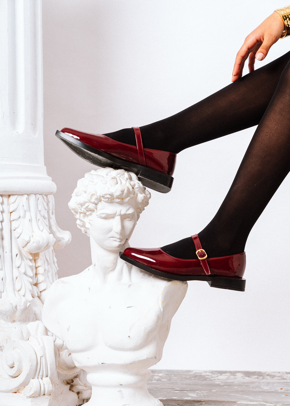 Elia Chic Square Toe Flat - maroon